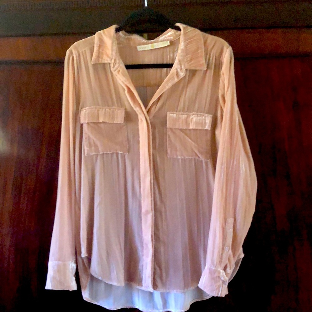 Marie Oliver crushed velvet blush top size S